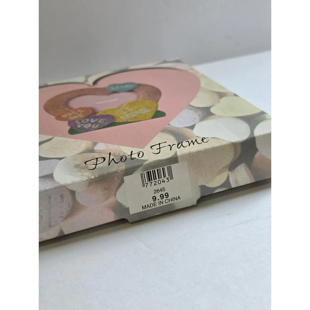 Conversation Heart Photo Frame Pastel Glitter Valentine Decor 4x3.5